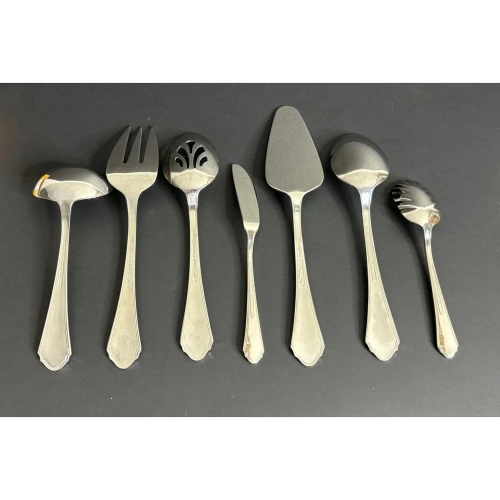 Reed & Barton Canter Place  Hostess Serving Set 7 Pc Stainless Steel Flatware